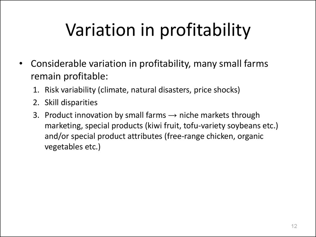 Variation in profitability
