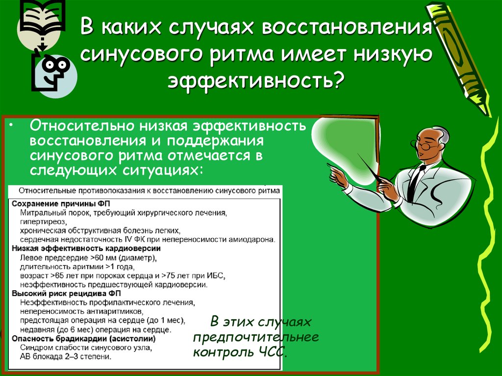 Эффективность восстановления. Противопоказания к восстановлению ритма. Показания к восстановлению синусового ритма. Противопоказания к восстановлению синусового. Противопоказания к восстановлению синусового ритма.