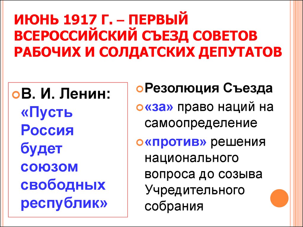 Первый и второй съезд советов 1917