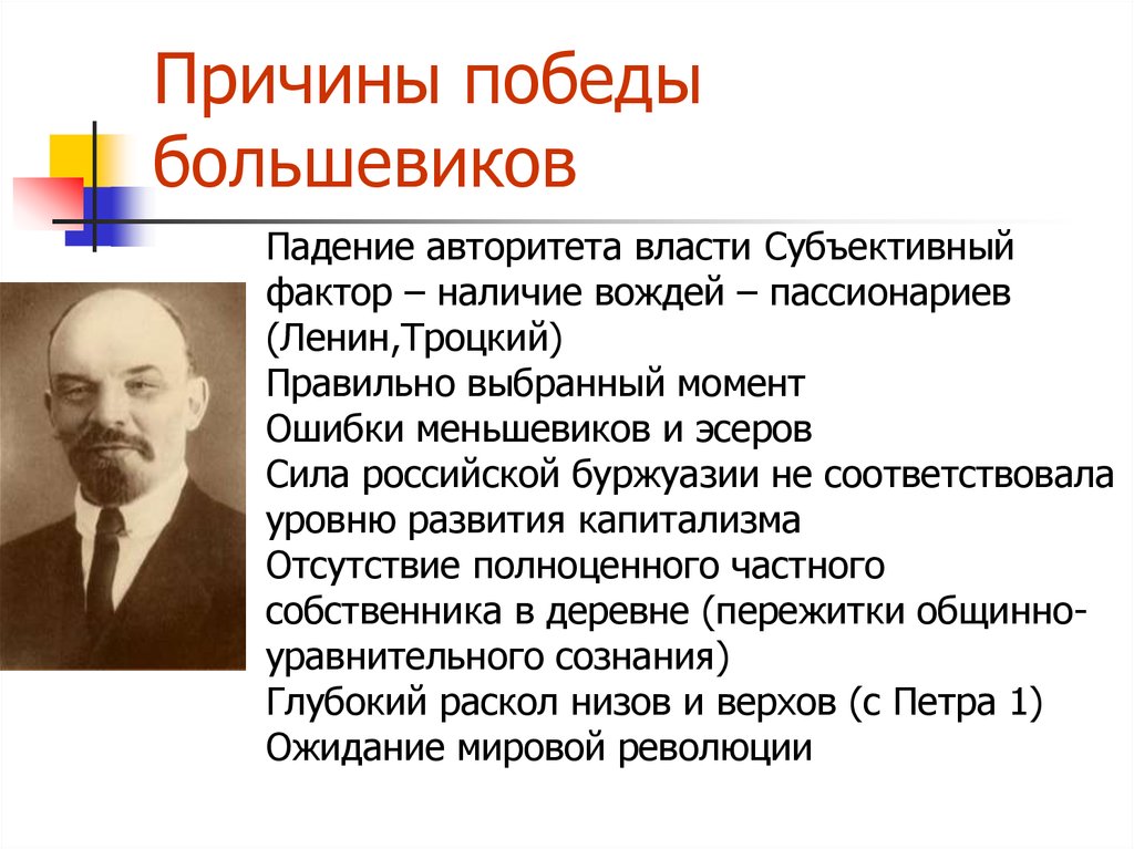 Причины победы большевиков в гражданской