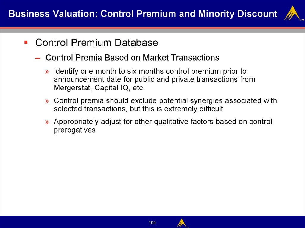 Business Valuation: Control Premium and Minority Discount