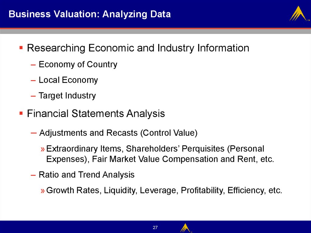 Business Valuation: Analyzing Data