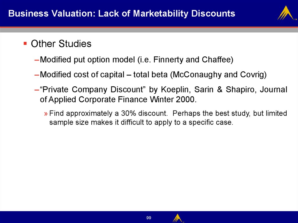 Business Valuation: Lack of Marketability Discounts