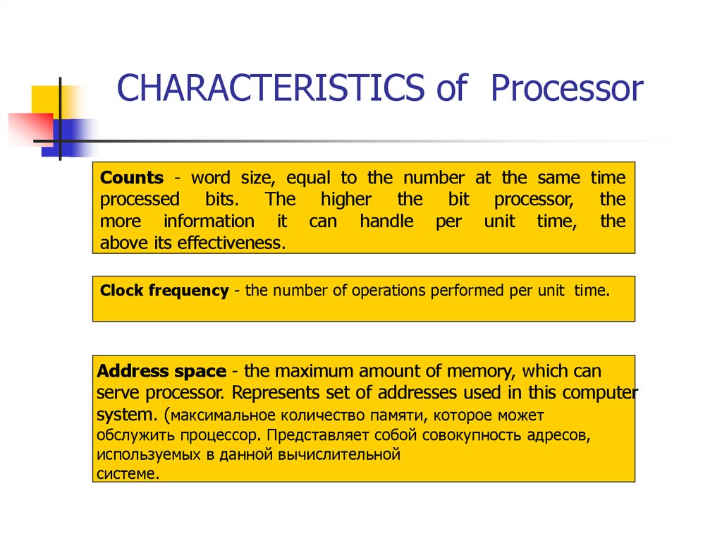 CHARACTERISTICS of Processor