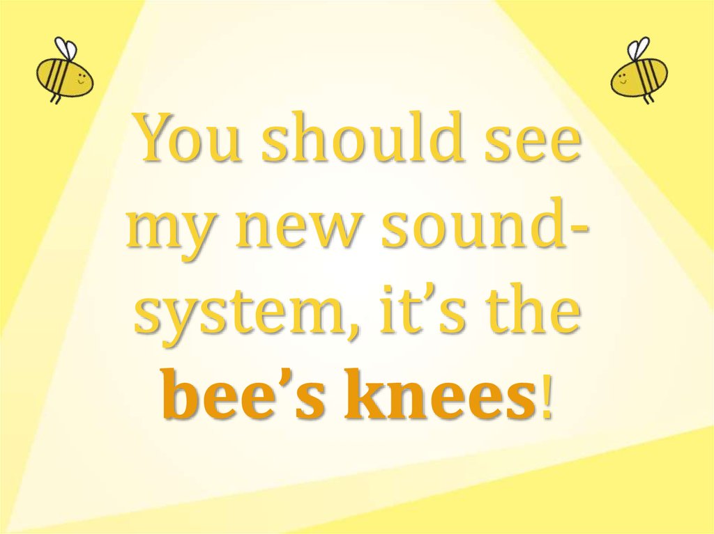 You should see my new sound-system, it’s the bee’s knees!