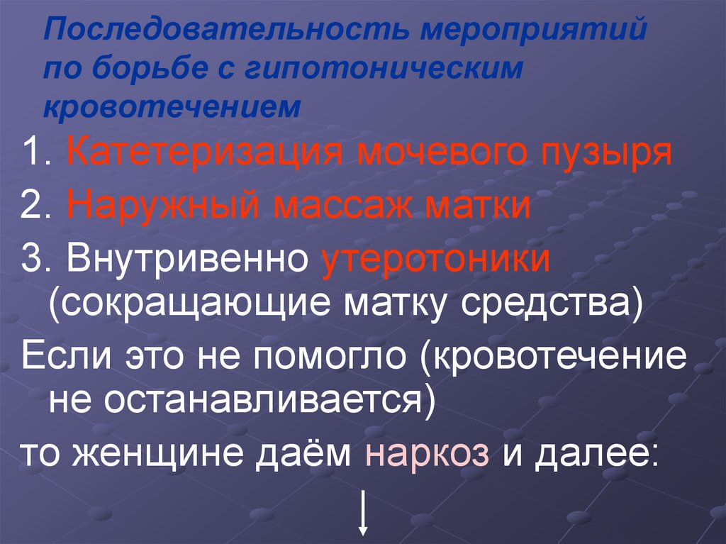 Клиническая картина при гипотоническом кровотечении