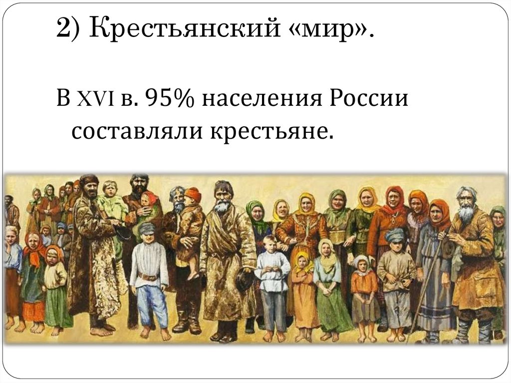 Общество 16 века. Крестьянский мир. Крестьянское сословие в России. Сословие крестьян. Население России в 17 веке.