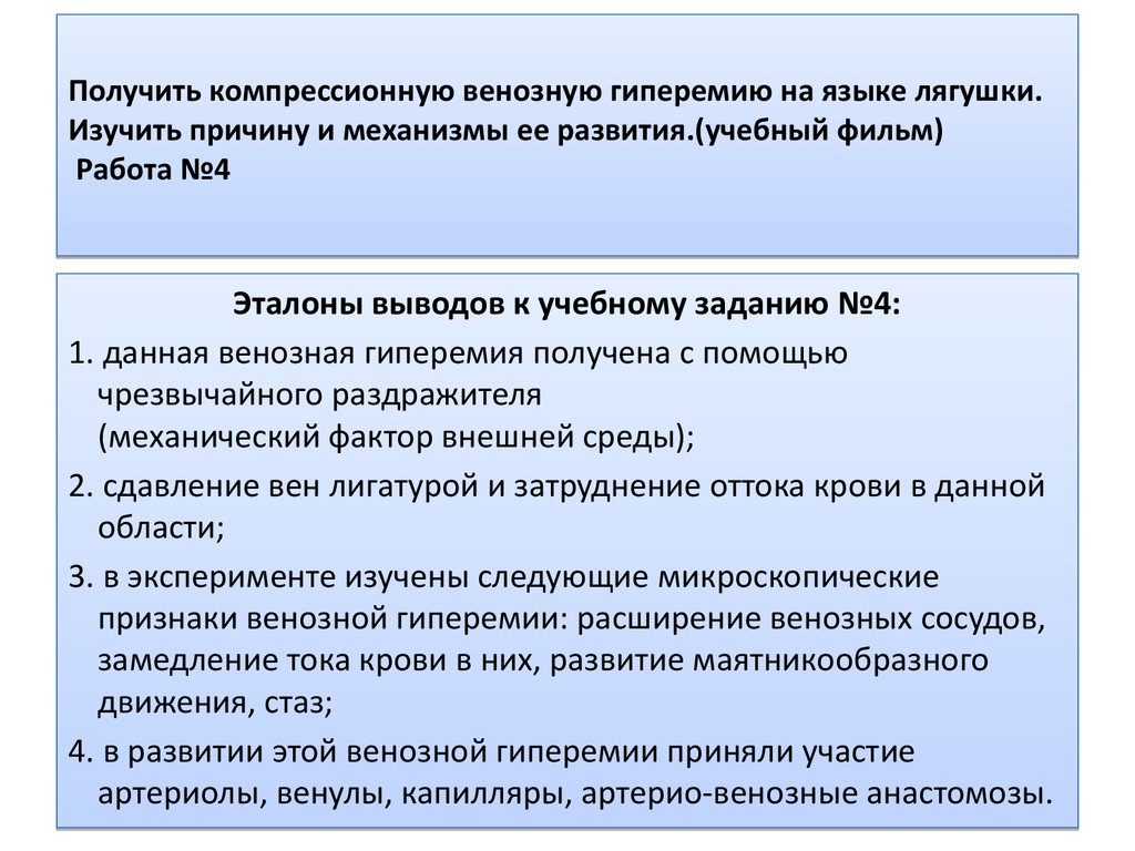 Признаки венозной гиперемии рисунок