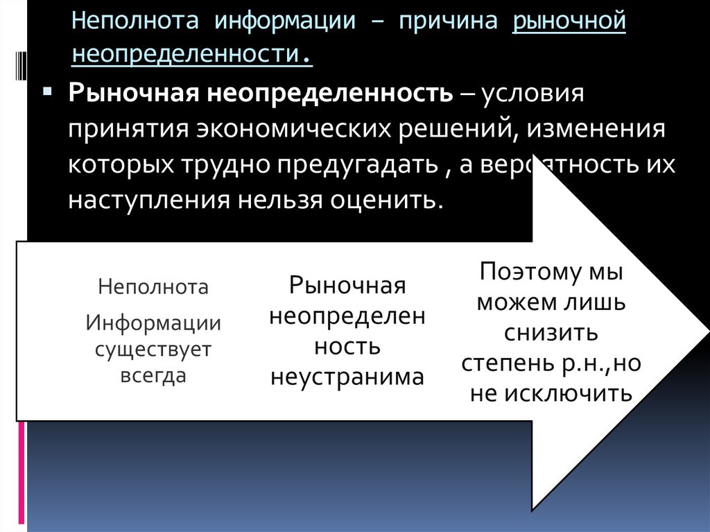 Неопределенностью называется неполнота или неточность об условиях реализации проекта решения