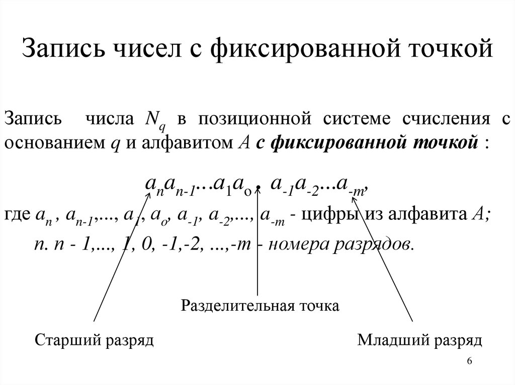 Запись чисел в позиционных системах счисления