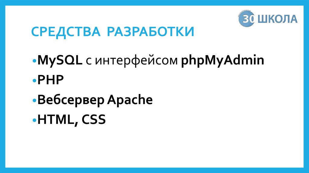 СРЕДСТВА РАЗРАБОТКИ