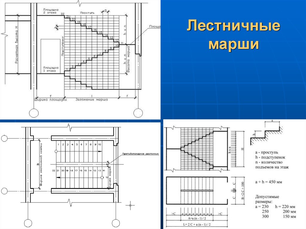 Лестничный пролет чертеж