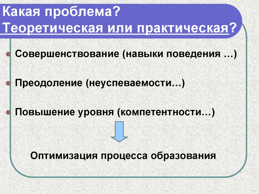 Проблема исследования указывает на