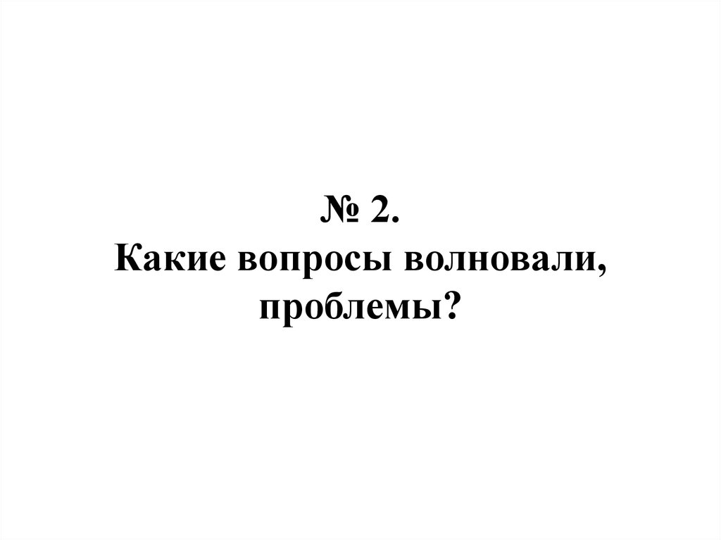 № 2. Какие вопросы волновали, проблемы?