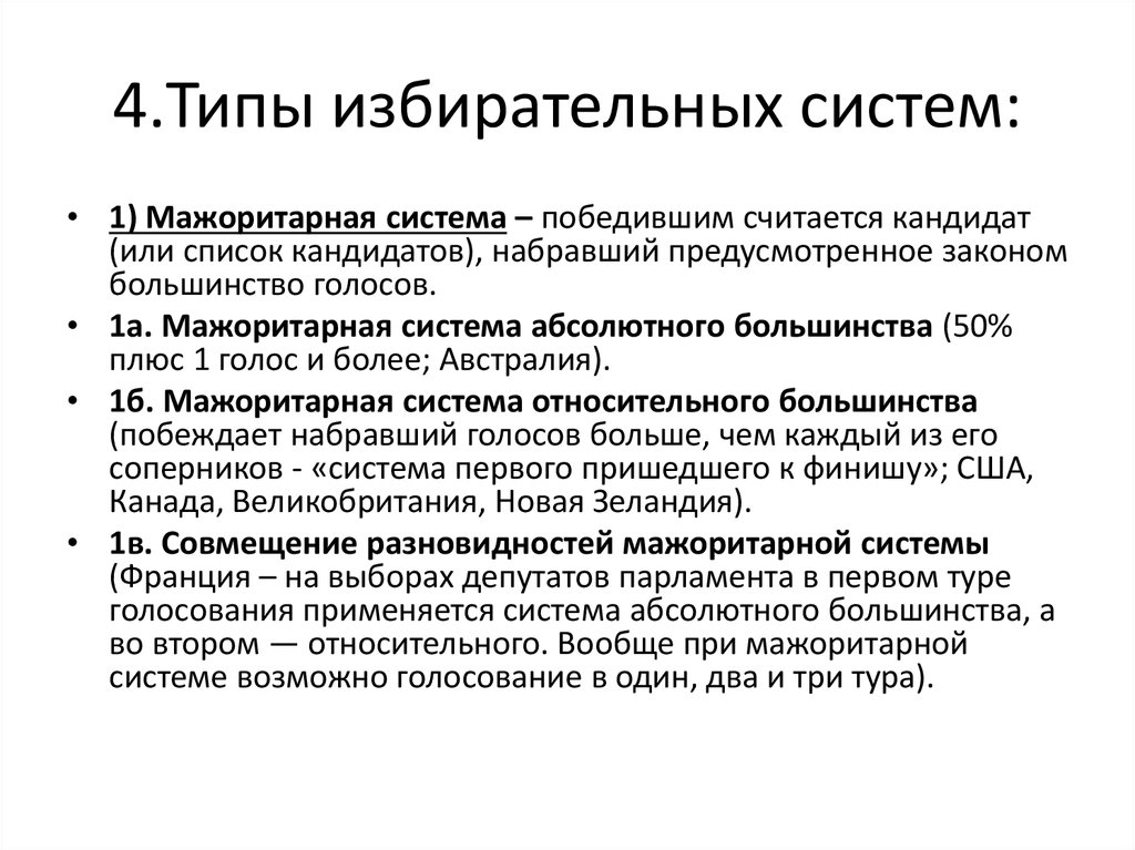 Страны с мажоритарной системой