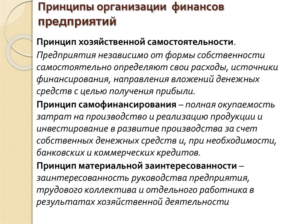 Организационно финансовая схема принципы алгоритмы организации бизнеса