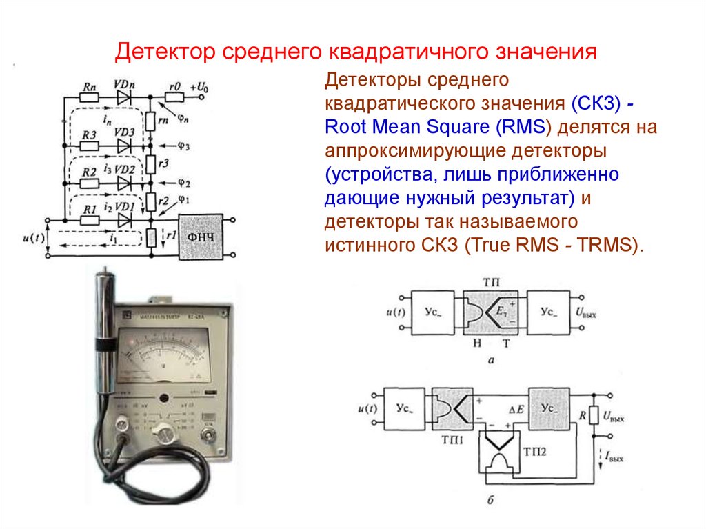 Какой детектор используется в схеме вольтметра среднеквадратичных значений