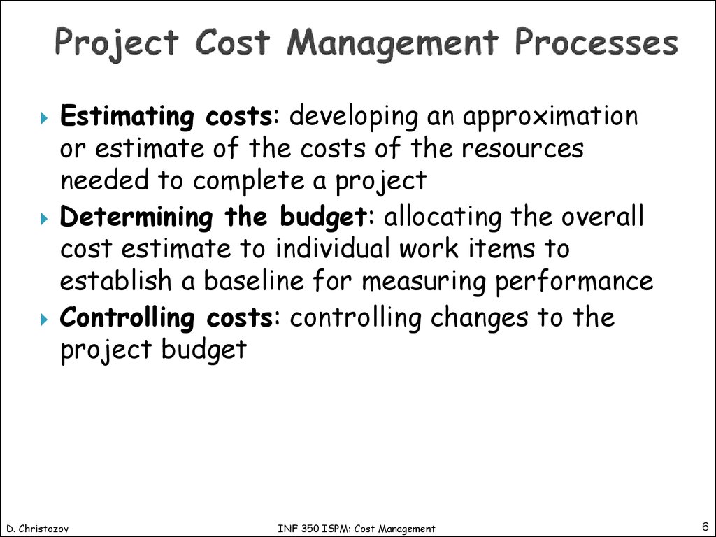 Project Cost Management Processes