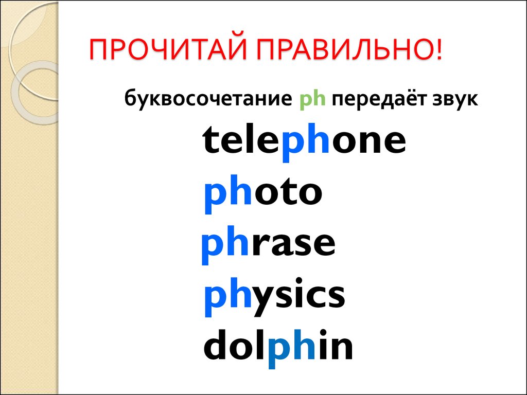 Прочитайте правильно слова. Чтение PH В английском языке. Слова с PH на английском. PH буквосочетание в английском. Звук PH В английском языке.