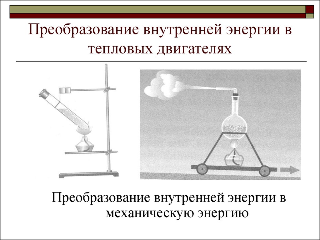 В тепловых двигателях механическая энергия. Преобразование энергии в тепловых машинах. Тепловые двигатели преобразование энергии. Преобразование механической энергии во внутреннюю. Преобразование энергии в тепловых машинах физика.