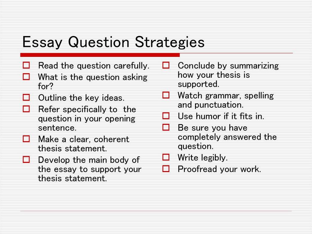 Essay Question Strategies
