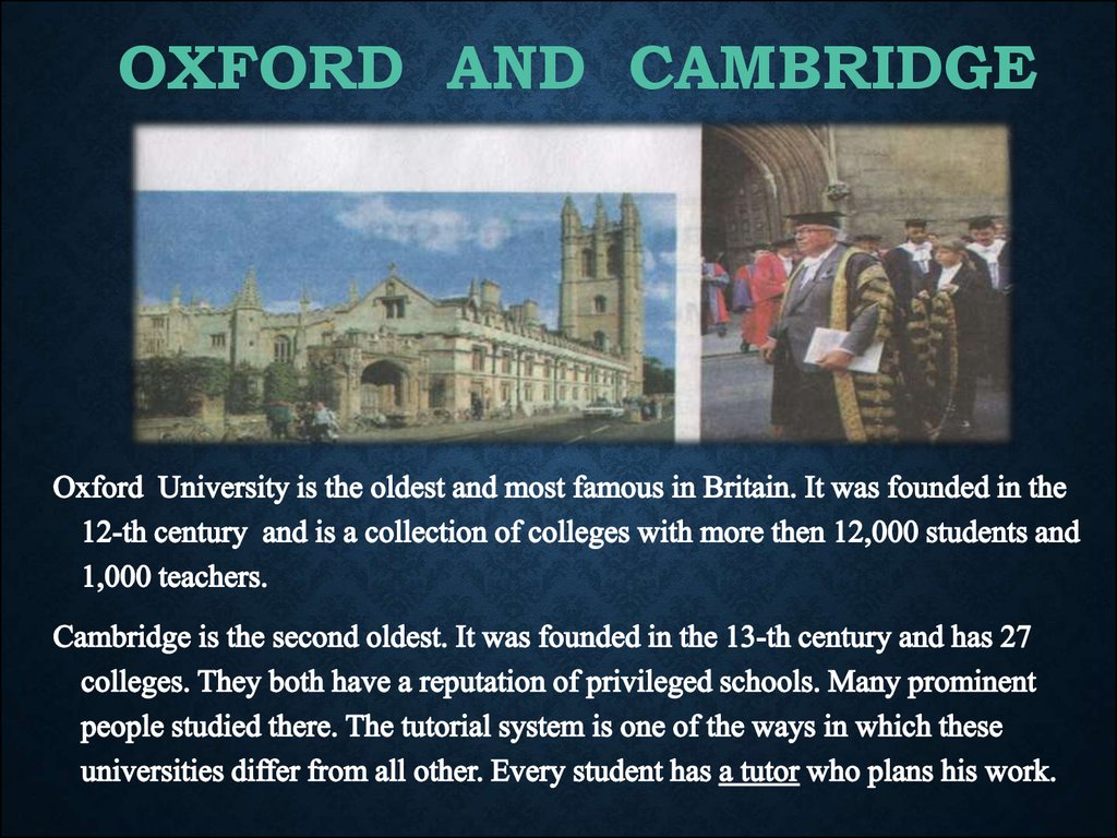OXFORD AND CAMBRIDGE