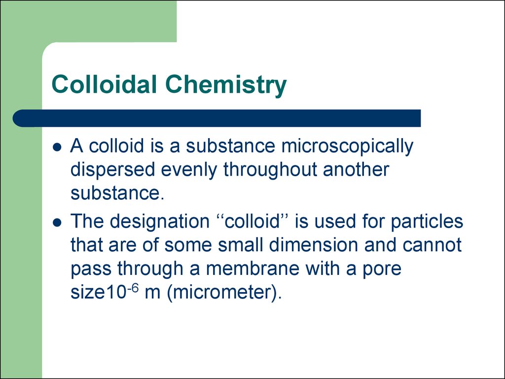 Colloidal Chemistry