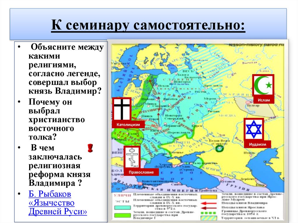 Между пояснить. Выбор религии князем Владимиром.