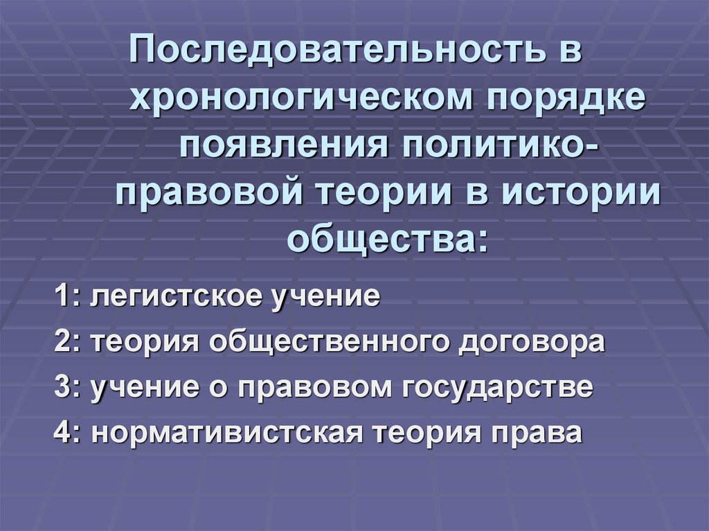 Последовательность возникновения теорий