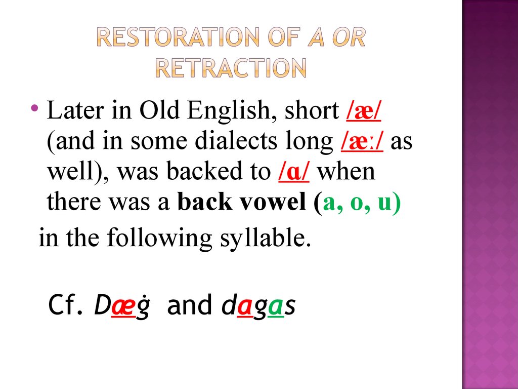 Restoration of a or Retraction