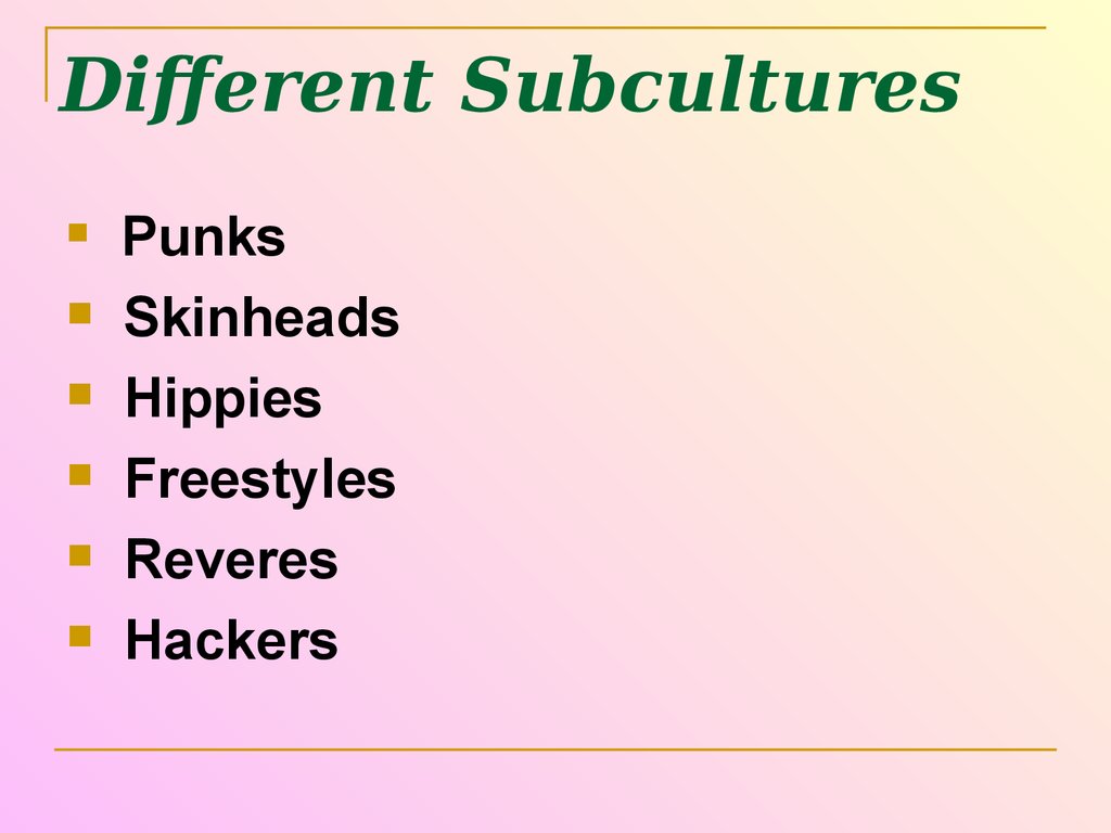 Youth Subcultures Nowadays 
