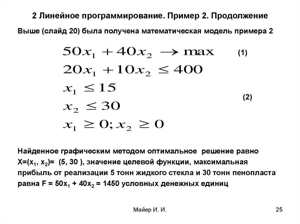 Линейное планирование. Методы оптимальных решений.