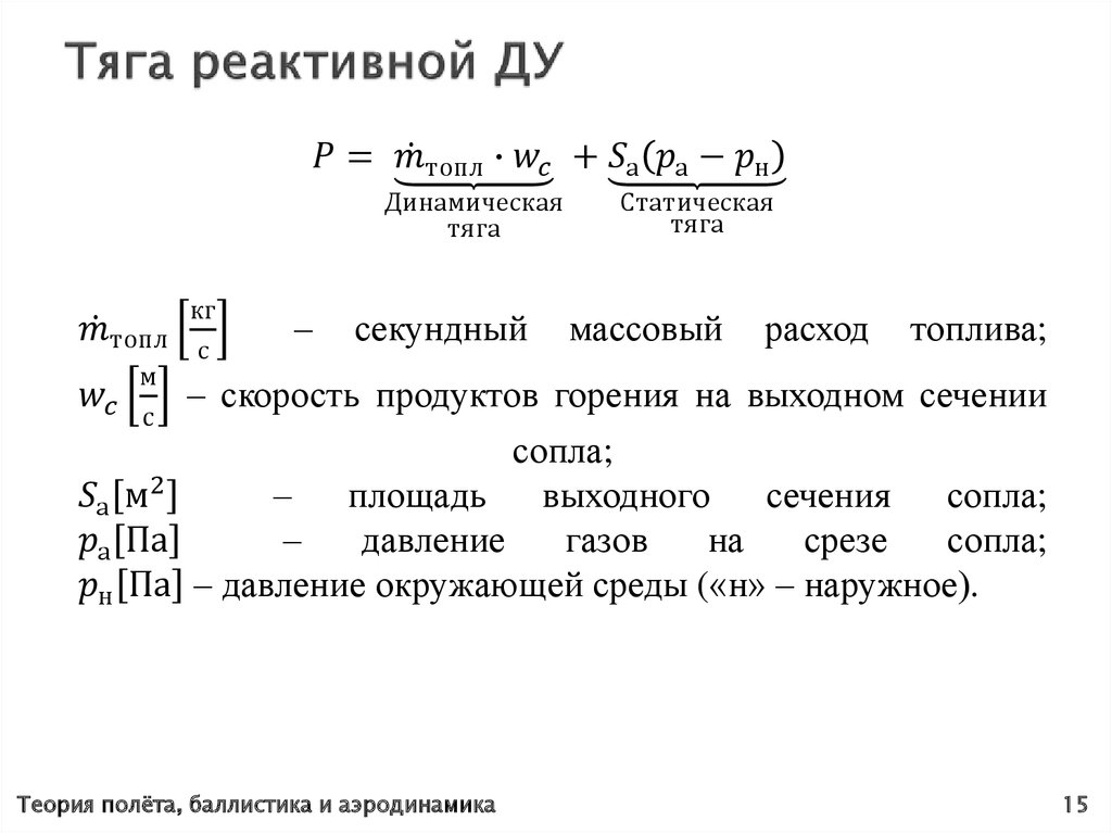 Тяга реактивной ДУ