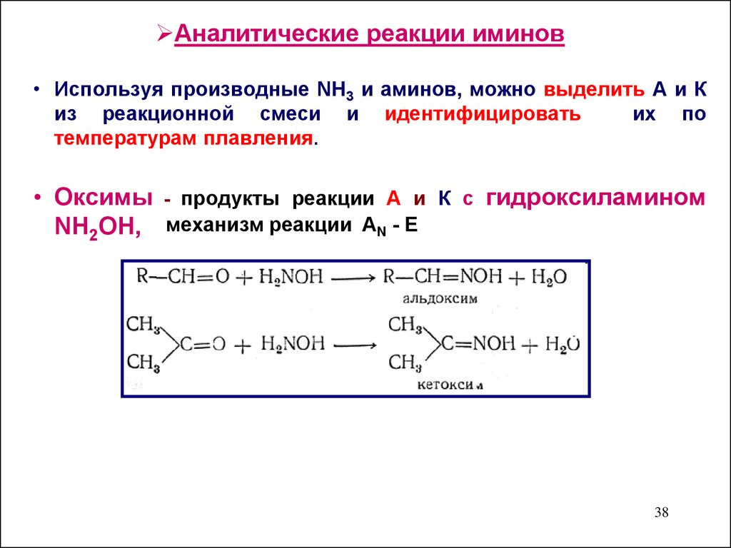 Назовите продукты реакции. Реакция восстановления карбонильных соединений. Механизм реакции образования Иминов.. Механизм взаимодействия карбонильных соединений с гидроксиламином. Реакция образования оксима ацетона.