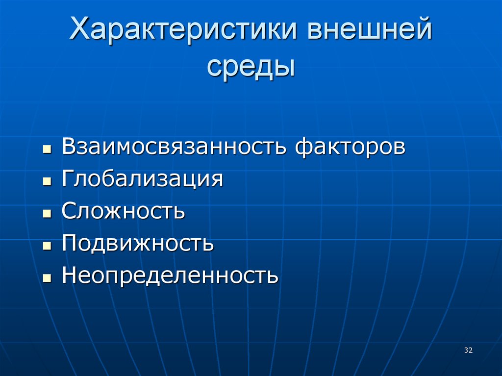 Дайте характеристику внешней. Сложность подвижность неопределенность менеджмент.