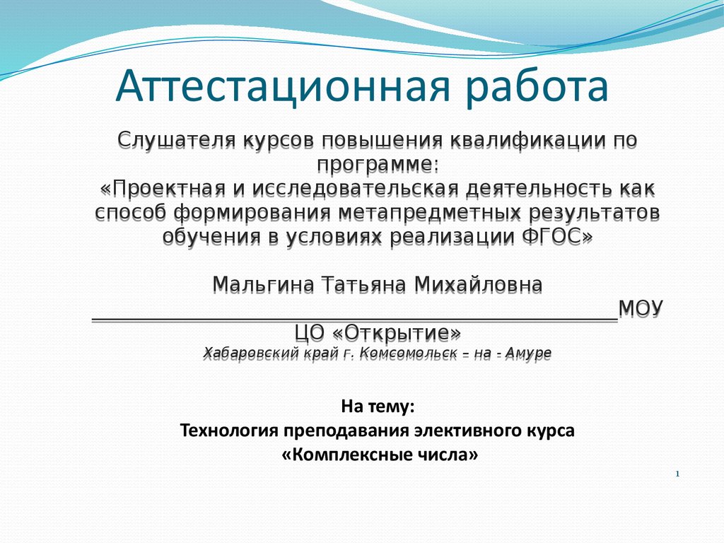 Аттестационная работа по технологии