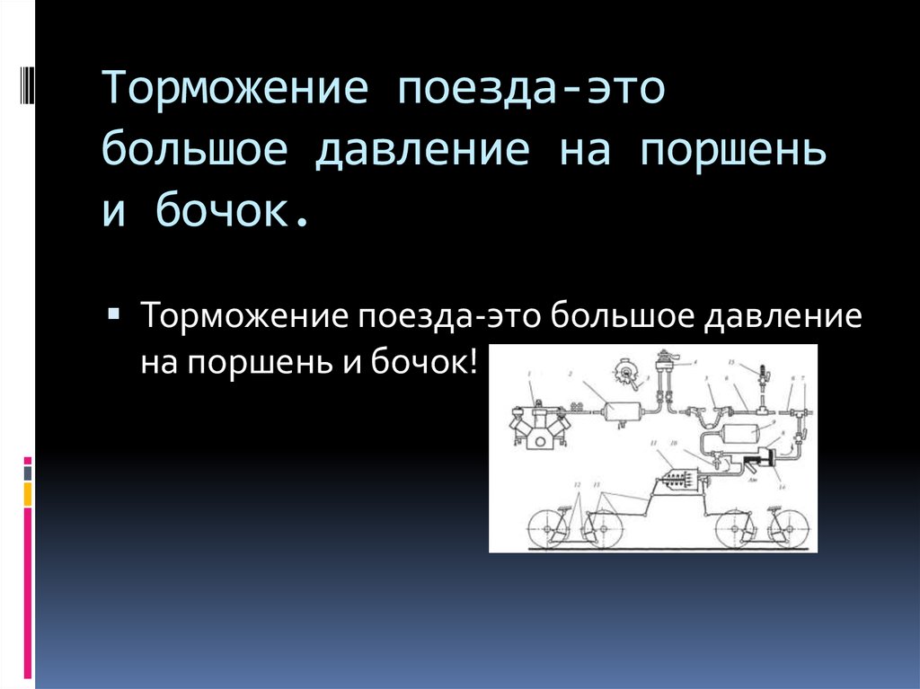Торможение поезда-это большое давление на поршень и бочок.