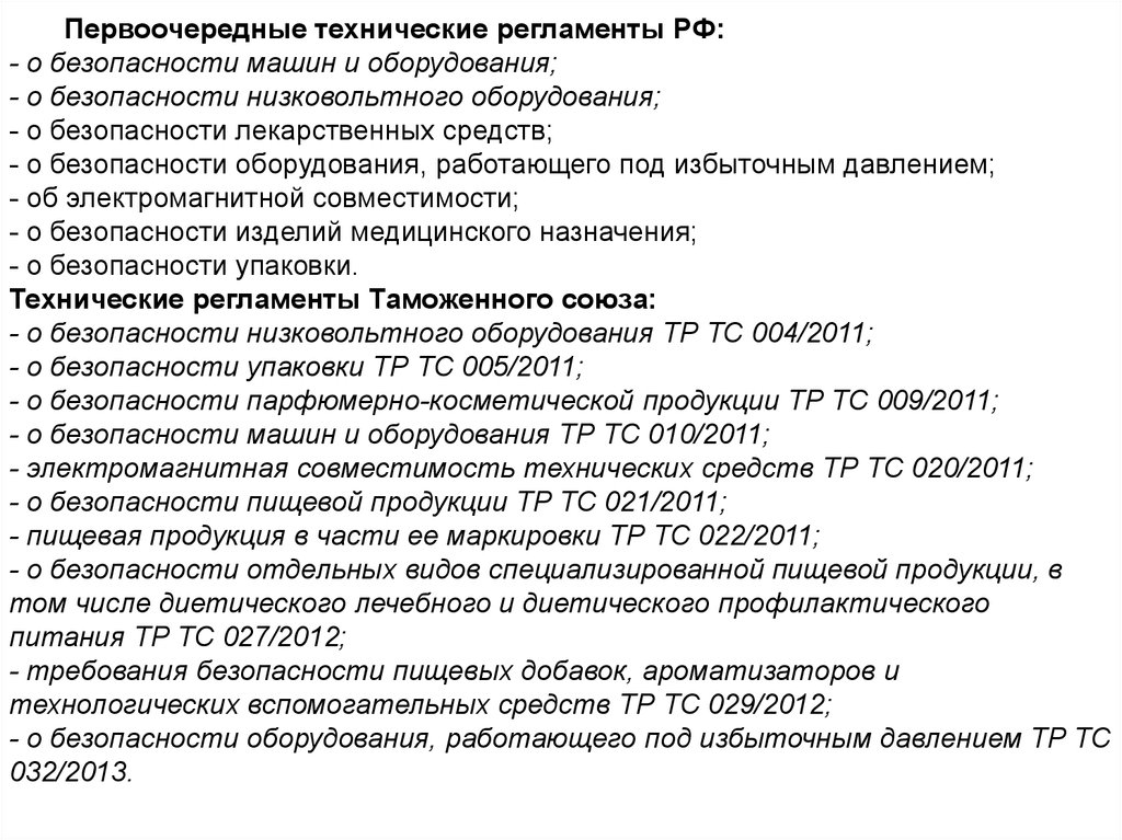 Формы технических регламентов