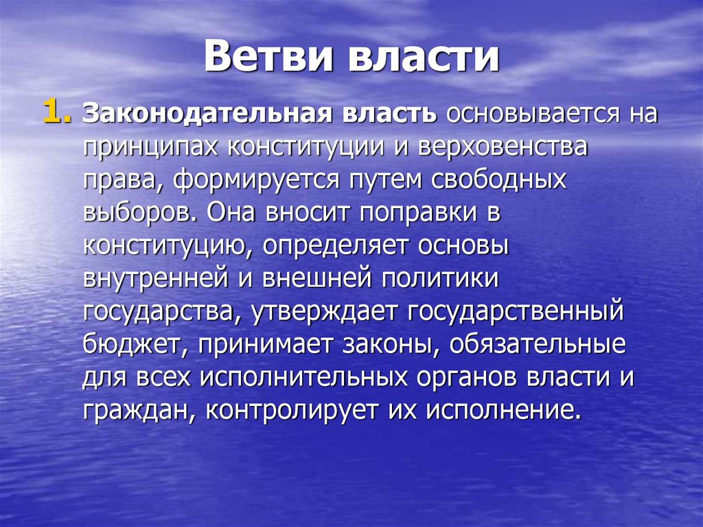 Законодательная власть основывается на принципах конституции и верховенства права план текста