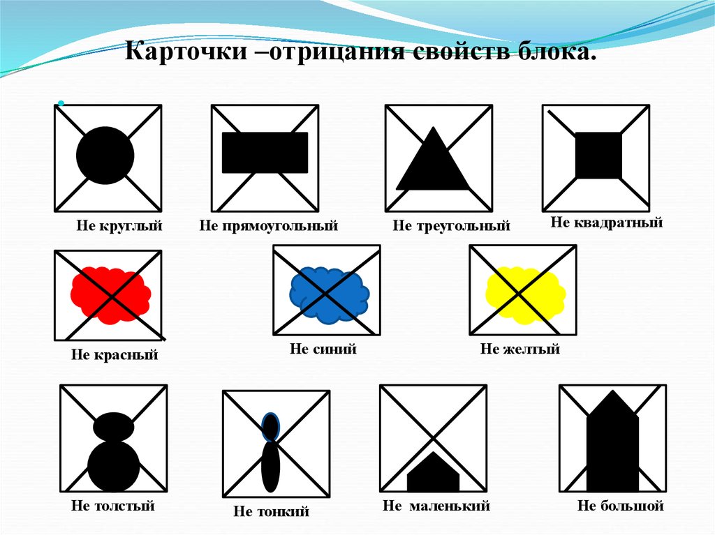 Карточка блок. Условные обозначения блоков Дьенеша. Карточки обозначения блоков Дьенеша. Карточки с обозначением свойств блоков Дьенеша. Карточки отрицания блоки Дьенеша.