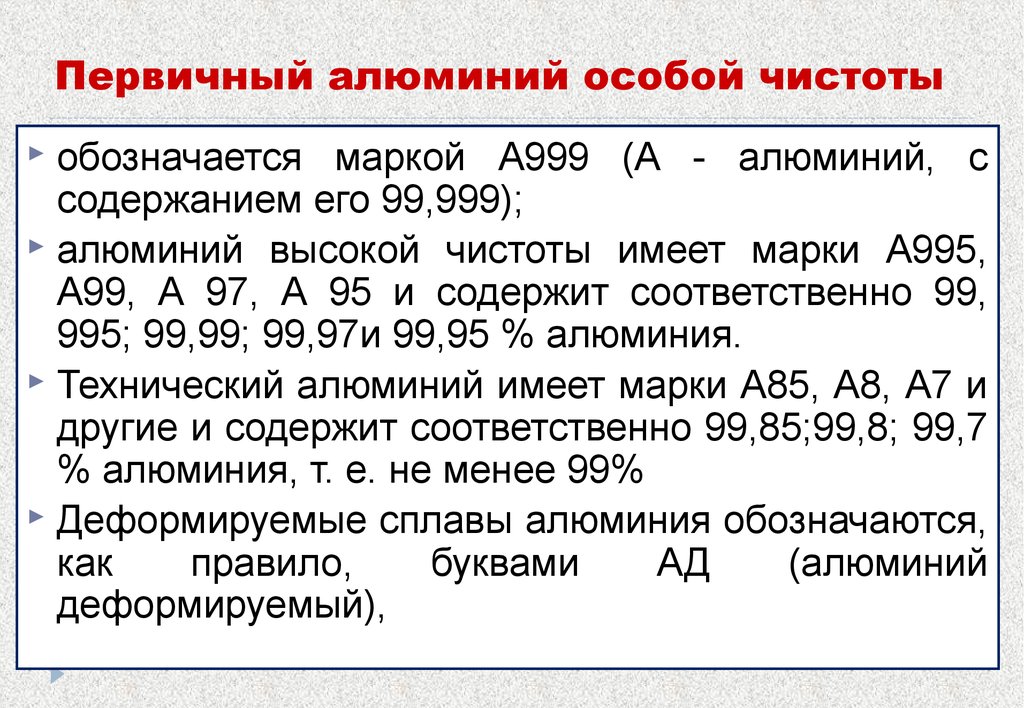 Номер алюминия. А999 расшифровка марки стали. Алюминий высокой чистоты марки. Маркировка чистого алюминия. Как обозначается алюминий.