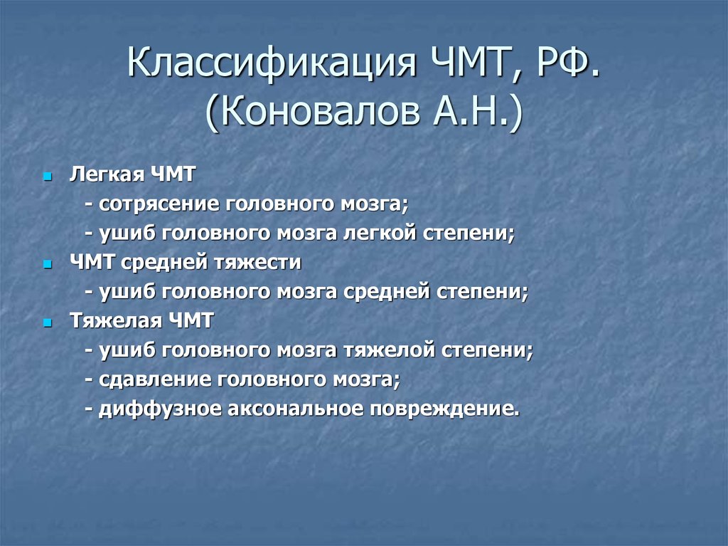 Черепно мозговая травма классификация