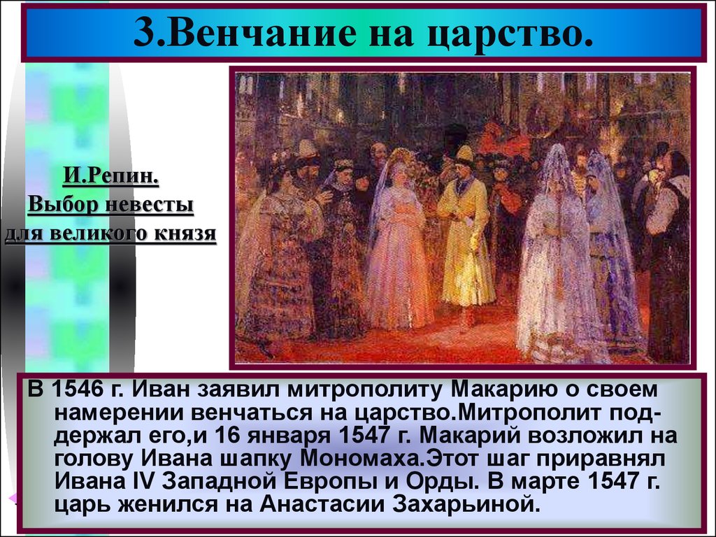 Венчание на царство. Венчание на царство Ивана Грозного картина. Иван 4 венчался на царство в 1546г. Венчание на царство Ивана 4 Репин. 16 Января 1547 г. - венчание Ивана IV на царство..