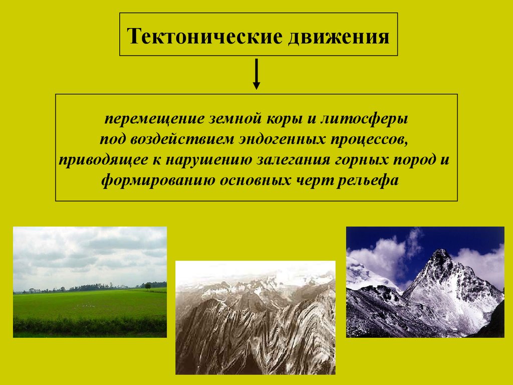 Тектонические движения. Тектонические движения земной коры. Классификация тектонических движений. Медленные тектонические движения.