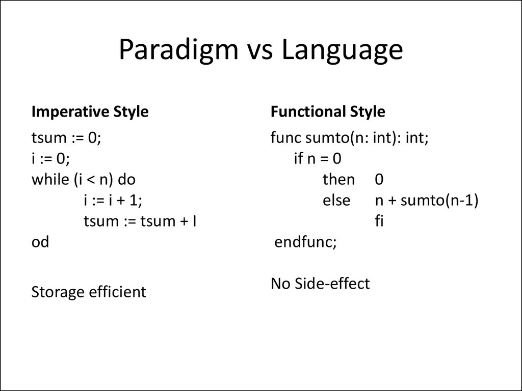 Paradigm vs Language