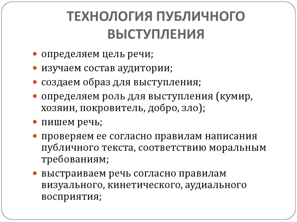 В основе классической схемы публичного выступления лежит