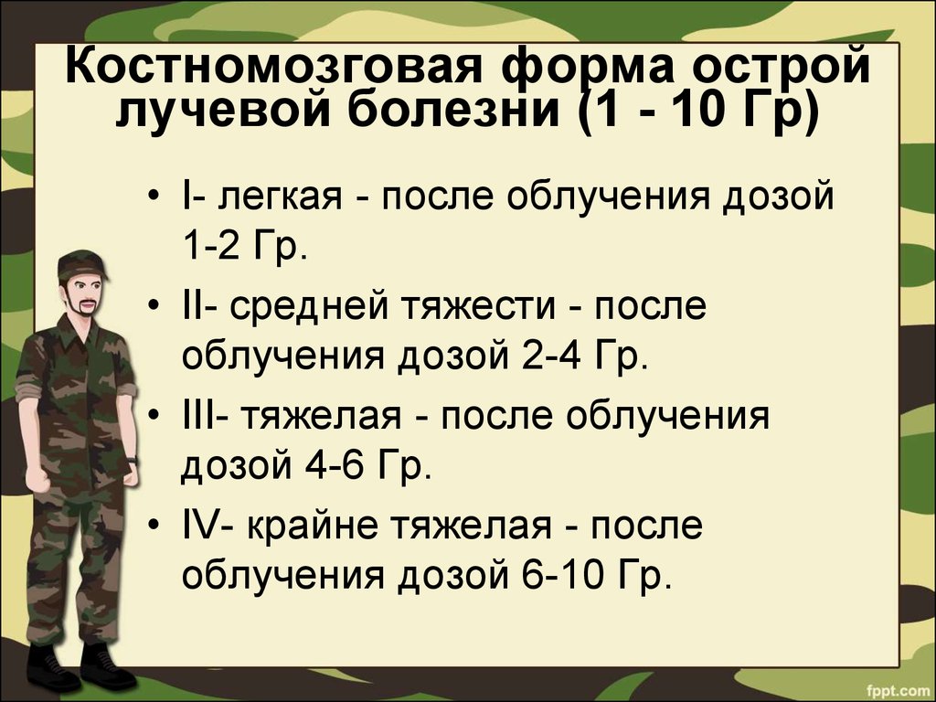 Острая форма на форму 3. Формы лучевой болезни. Формы острой лучевой болезни. Костномозговая форма острой лучевой болезни. Клинические формы олб.