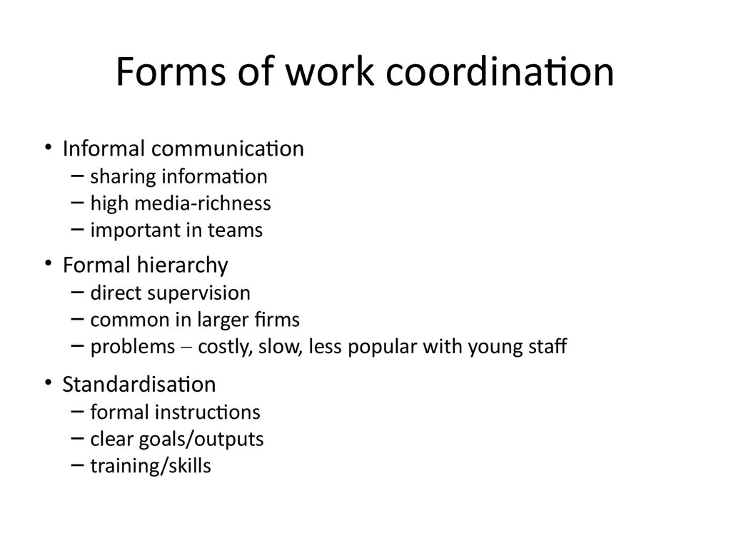 Forms of work coordination