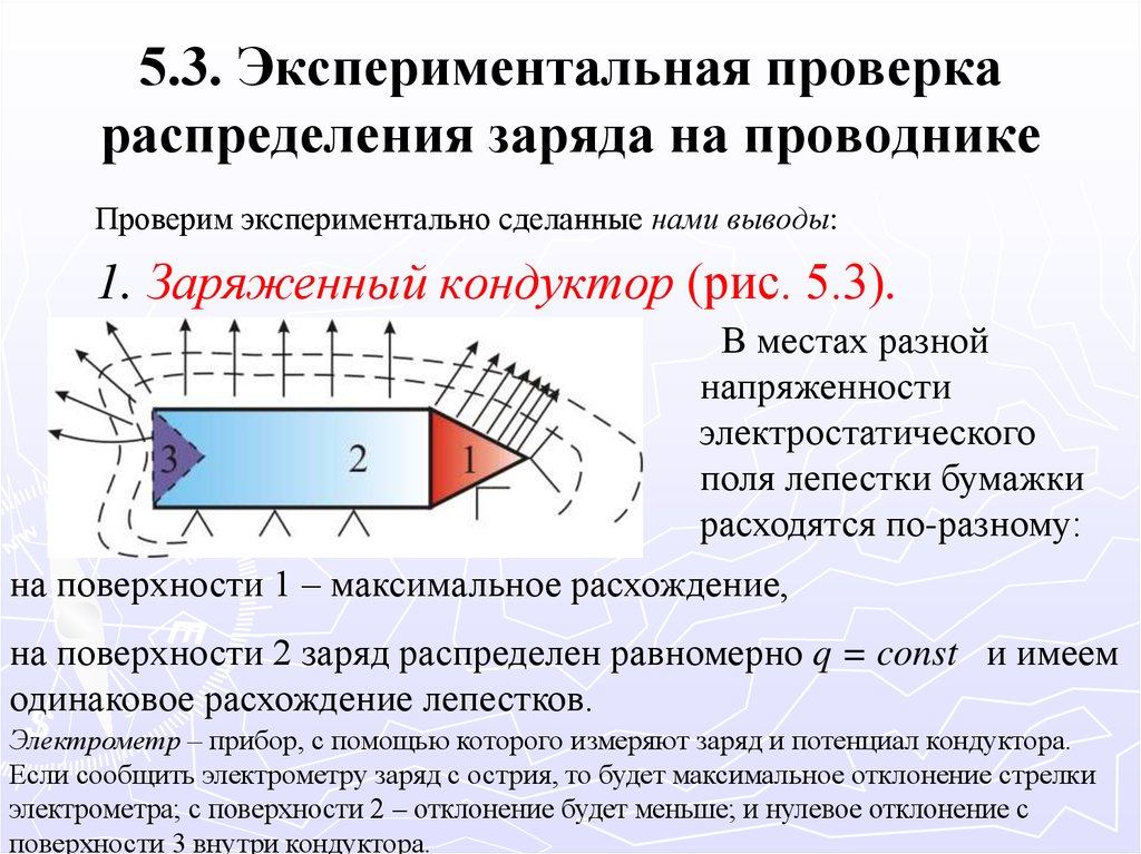 Зависимость от электрических полей. Экспериментальная проверка распределения заряда на проводнике. Распределение статических зарядов на проводнике. Распределение зарядов на поверхности заряженного проводника. Распределение заряда на поверхности проводника.