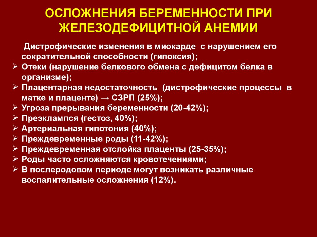 Проблемы при железодефицитной анемии